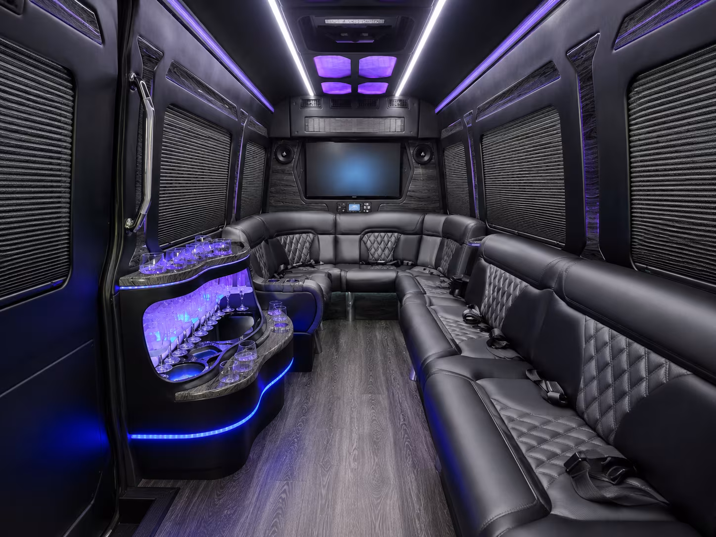 southfield 40 passenger party bus inside
