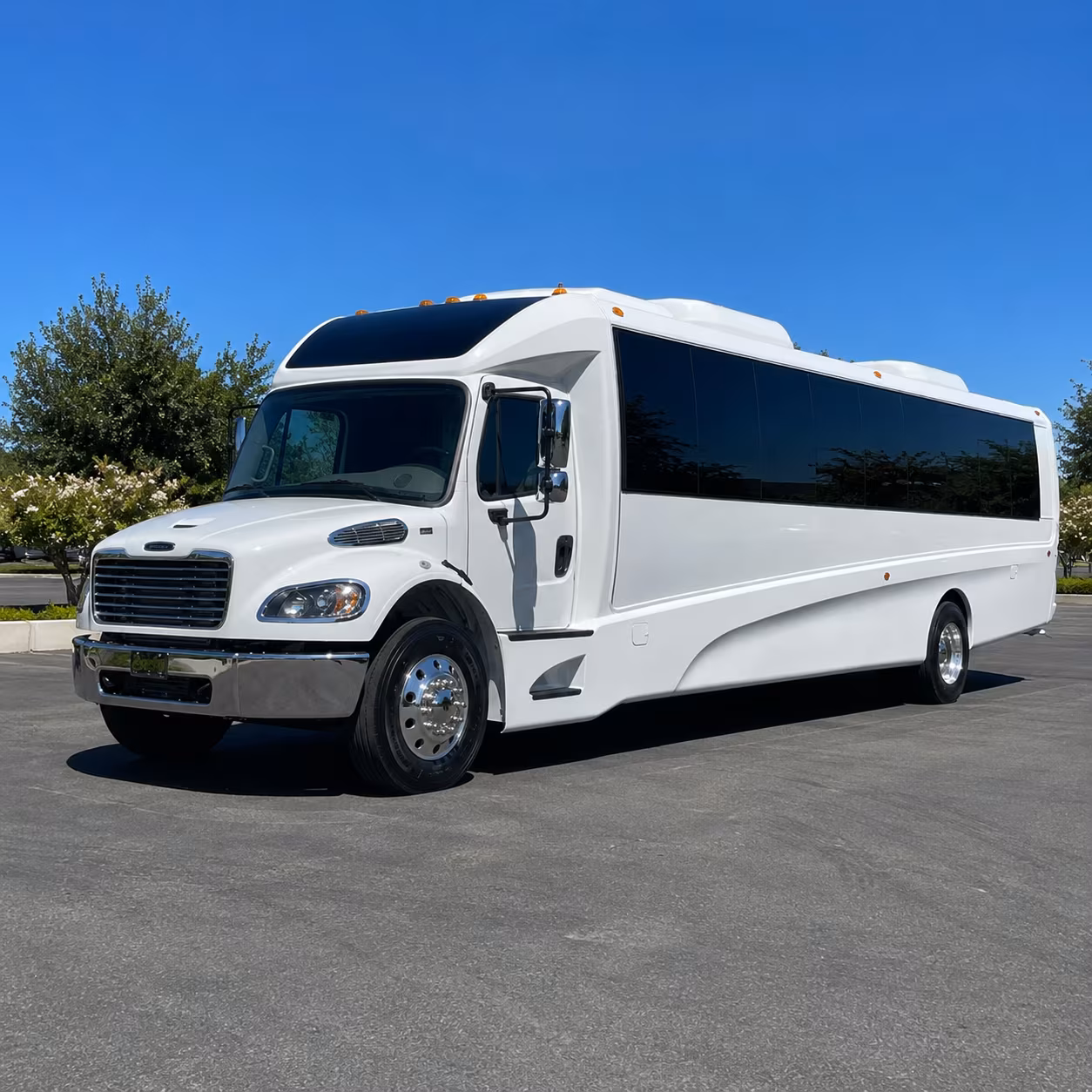 through a network of bus companies you can even request the color that matches your wedding